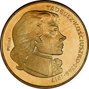 Poland 500 Zlotych (Tadeusz Kosciuszko. Trial Strike) KM# Pr289 TADEUSZ KOŚCIUSZKO 1746 1817 PRÓBA coin reverse Poland 500 Zlotych (Tadeusz Kosciuszko. Trial Strike) KM# Pr289 TADEUSZ KOŚCIUSZKO 1746 1817 PRÓBA coin reverse