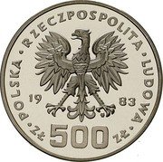 Poland 500 Zlotych XIV Winter Olympics 1984. Trial Strike 1983 MW Proof KM# Pr496 POLSKA RZECZYPOSPOLITA LUDOWA 19 83 MW ZŁ 500 ZŁ coin obverse Poland 500 Zlotych XIV Winter Olympics 1984. Trial Strike 1983 MW Proof KM# Pr496 POLSKA RZECZYPOSPOLITA LUDOWA 19 83 MW ZŁ 500 ZŁ coin obverse