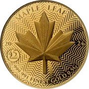 Niue Four Dollars Charles III Maple Leaf 2024  Proof MAPLE LEAF 20 24 45TH ANNIV. 999.991 FINEST GOLD 0.5G coin reverse