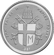 Poland No Denomination (Pope John Paul II) X# 21 JAN PAWEL II PAPIEZ POLAK 1987 M coin reverse