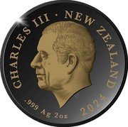 New Zealand Two Dollars Charles III. Great Spotted Kiwi. 2024  Proof - Gilded CHARLES III NEW ZEALAND SJF .999 AG 2OZ 2024 coin obverse New Zealand Two Dollars Charles III. Great Spotted Kiwi. 2024  Proof - Gilded CHARLES III NEW ZEALAND SJF .999 AG 2OZ 2024 coin obverse