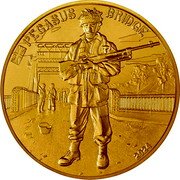 France 1/4 Euro D-DAY 80th Anniversary. Pegasus Bridge 2024 c ⊞ PEGASUS BRIDGE 2024 coin reverse