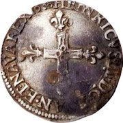 France 1/8 ECU (Henri IV. 1st Type) HENRICVS.IIII.D.G.FRANC.ET.NAVA.REX 1608 coin obverse France 1/8 ECU (Henri IV. 1st Type) HENRICVS.IIII.D.G.FRANC.ET.NAVA.REX 1608 coin obverse