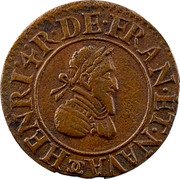 France 1 Denier Tournois (Henry IV) KM# 15.1 HENRI IIII R D FRAN ET NAVA coin obverse France 1 Denier Tournois (Henry IV) KM# 15.1 HENRI IIII R D FRAN ET NAVA coin obverse