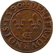 France 1 Denier Tournois (Henry IV) KM# 15.1 DENIER TOVRNOIS coin reverse France 1 Denier Tournois (Henry IV) KM# 15.1 DENIER TOVRNOIS coin reverse