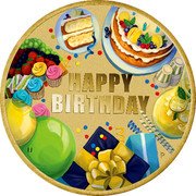 Tuvalu 1 Dollar (Happy Birthday Coin) HAPPY BIRTHDAY IJ P coin reverse