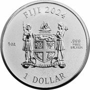 Fiji 1 Dollar (Year Of The Dragon. 3D) REREVAKA NA KALOU KA DOKA NA TUI 1OZ .999 FINE SILVER FIJI 2024 1 DOLLAR coin obverse Fiji 1 Dollar (Year Of The Dragon. 3D) REREVAKA NA KALOU KA DOKA NA TUI 1OZ .999 FINE SILVER FIJI 2024 1 DOLLAR coin obverse