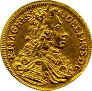 Austria 1 Ducat (Joseph I Graz) IOSEPHVS D G R I S A G H B R coin obverse Austria 1 Ducat (Joseph I Graz) IOSEPHVS D G R I S A G H B R coin obverse