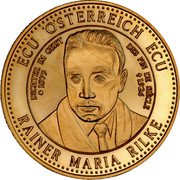 Austria 1 ECU (Rainer Maria Rilke) 1875 1926 DES FIN DE SIÈCLE DICHTER IM GEIST ECU ÖSTERREICH ECU RAINER MARIA RILKE coin reverse Austria 1 ECU (Rainer Maria Rilke) 1875 1926 DES FIN DE SIÈCLE DICHTER IM GEIST ECU ÖSTERREICH ECU RAINER MARIA RILKE coin reverse