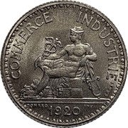 France 1 Franc (Chambers of Commerce. Pattern by Domard) CHAMBRES. DE. COMMERCE. DE. FRANCE. BON POUR 1 FRANC BR. AL. coin reverse France 1 Franc (Chambers of Commerce. Pattern by Domard) CHAMBRES. DE. COMMERCE. DE. FRANCE. BON POUR 1 FRANC BR. AL. coin reverse