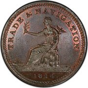 Canada One Penny Trade and Navigation 1814  TRADE & NAVIGATION 1814 coin obverse Canada One Penny Trade and Navigation 1814  TRADE & NAVIGATION 1814 coin obverse