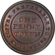 Canada One Penny Trade and Navigation 1814  PURE COPPER PREFERABLE TO PAPER ONE PENNY TOKEN coin reverse Canada One Penny Trade and Navigation 1814  PURE COPPER PREFERABLE TO PAPER ONE PENNY TOKEN coin reverse