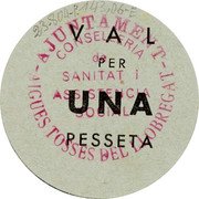 Spain 1 Peseta (Aiguestoses del Llobregat. Light Greenish Blue) VAL PER UNA PESSETA AJUNTAMENT - AIGUES TOSSES DEL LLOBREGAT CONSELLERIA DE SANITAT I ASSISTENCIA SOCIAL coin reverse Spain 1 Peseta (Aiguestoses del Llobregat. Light Greenish Blue) VAL PER UNA PESSETA AJUNTAMENT - AIGUES TOSSES DEL LLOBREGAT CONSELLERIA DE SANITAT I ASSISTENCIA SOCIAL coin reverse