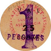 Spain 1 Peseta (Aiguestoses del Llobregat) 1 PESSETES VAL PER 25 CÈNTIMS AJUNTAMENT - AIGUES TOSSES DEL LLOBREGAT CONSELLERIA DE SANITAT I ASSISTENCIA SOCIAL coin reverse Spain 1 Peseta (Aiguestoses del Llobregat) 1 PESSETES VAL PER 25 CÈNTIMS AJUNTAMENT - AIGUES TOSSES DEL LLOBREGAT CONSELLERIA DE SANITAT I ASSISTENCIA SOCIAL coin reverse