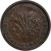 Canada 1 SOU (32 Laurel Leaves. 3 Shamrocks) AGRICULTURE & COMMERCE BAS - CANADA coin obverse Canada 1 SOU (32 Laurel Leaves. 3 Shamrocks) AGRICULTURE & COMMERCE BAS - CANADA coin obverse