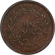 Canada 1 SOU (39 Laurel Leaves. 6 Shamrocks) TOKEN UN SOU MONTREAL coin reverse Canada 1 SOU (39 Laurel Leaves. 6 Shamrocks) TOKEN UN SOU MONTREAL coin reverse