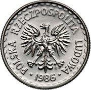 Poland 1 Zloty (Circulation Coin Trial Strike) KM# Pr528 POLSKA RZECZPOSPOLITA LUDOWA MW 1986 coin obverse Poland 1 Zloty (Circulation Coin Trial Strike) KM# Pr528 POLSKA RZECZPOSPOLITA LUDOWA MW 1986 coin obverse