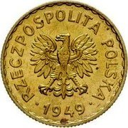 Poland 1 Zloty (Circulation Coin Trial Strike) KM# Pr20b RZECZPOSPOLITA POLSKA 1949 coin obverse Poland 1 Zloty (Circulation Coin Trial Strike) KM# Pr20b RZECZPOSPOLITA POLSKA 1949 coin obverse