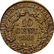 France 10 Centimes Essai by Oudine with Mintmark 1848  LIBERTÉ - ÉGALITÉ - FRATERNITÉ 10 CENT. 1848 coin reverse France 10 Centimes Essai by Oudine with Mintmark 1848  LIBERTÉ - ÉGALITÉ - FRATERNITÉ 10 CENT. 1848 coin reverse