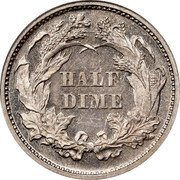 USA Half Dime Dime Pattern 1868  Low 6 Variety HALF DIME coin reverse USA Half Dime Dime Pattern 1868  Low 6 Variety HALF DIME coin reverse