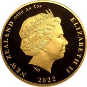 New Zealand 10 Dollars Platinum Jubilee 2022  Proof NEW ZEALAND .9999 AU 2OZ ELIZABETH II IRB 2022 coin obverse New Zealand 10 Dollars Platinum Jubilee 2022  Proof NEW ZEALAND .9999 AU 2OZ ELIZABETH II IRB 2022 coin obverse