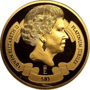 New Zealand 10 Dollars Platinum Jubilee 2022  Proof QUEEN ELIZABETH II PLATINUM JUBILEE E $10 coin reverse New Zealand 10 Dollars Platinum Jubilee 2022  Proof QUEEN ELIZABETH II PLATINUM JUBILEE E $10 coin reverse