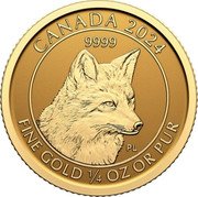 Canada 10 Dollars (Red Fox. Bullion) CANADA 2024 9999 FINE GOLD 1/4 OZ OR PUR PL coin reverse