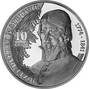 Slovakia 10 Euro (250th Anniversary of the Birth of Jozef Dekret Matejovie) 10 EURO JOZEF DEKRET MATEJOVIE 1774-1841 coin reverse
