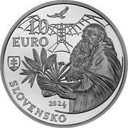 Slovakia 10 Euro (300th Anniversary of the Birth of Brother Cyprian of the Red Monastery) 10 EURO SLOVENSKO 2024 coin obverse