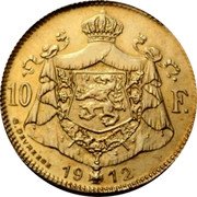 Belgium 10 Francs (Albert I. French Text. Pattern Strike) KM# Pn191 10 F G. DEVREESE 19 12 coin reverse Belgium 10 Francs (Albert I. French Text. Pattern Strike) KM# Pn191 10 F G. DEVREESE 19 12 coin reverse