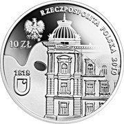 Poland 10 Zlotych 200th Anniversary of the Jan Matejko Academy of Fine Arts in Krakow 2019 MW Proof RZECZPOSPOLITA POLSKA 2019 MW 10 ZŁ 1818 coin obverse Poland 10 Zlotych 200th Anniversary of the Jan Matejko Academy of Fine Arts in Krakow 2019 MW Proof RZECZPOSPOLITA POLSKA 2019 MW 10 ZŁ 1818 coin obverse