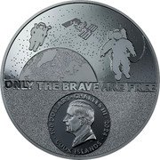 Cook Islands 100 Dollars (Astronaut) ONLY THE BRAVE ARE FREE 100 DOLLARS CHARLES III 2024 DT COOK ISLANDS coin obverse