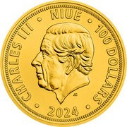 Niue 100 Dollars (Charles III. Czech Lion) CHARLES III NIUE 100 DOLLARS 2024 JC coin obverse