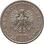 Poland 100 Zlotych 40 Years of People's Republic of Poland. Trial Strike 1984 MW KM# Pr500 POLSKA RZECZPOSPOLITA LUDOWA 19 84 MW ZŁ 100 ZŁ coin obverse Poland 100 Zlotych 40 Years of People's Republic of Poland. Trial Strike 1984 MW KM# Pr500 POLSKA RZECZPOSPOLITA LUDOWA 19 84 MW ZŁ 100 ZŁ coin obverse