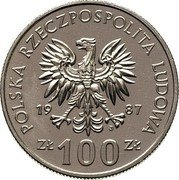 Poland 100 Zlotych Casimir III the Great. Trial Strike 1987 MW KM# Pr551 POLSKA RZECZPOSPOLITA LUDOWA 19 87 MW ZŁ 100 ZŁ coin obverse Poland 100 Zlotych Casimir III the Great. Trial Strike 1987 MW KM# Pr551 POLSKA RZECZPOSPOLITA LUDOWA 19 87 MW ZŁ 100 ZŁ coin obverse