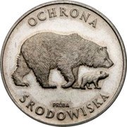 Poland 100 Zlotych (Environment Protection. Bears. Trial Strike) KM# Pr488 OCHRONA PRÓBA ŚRODOWISKA coin reverse Poland 100 Zlotych (Environment Protection. Bears. Trial Strike) KM# Pr488 OCHRONA PRÓBA ŚRODOWISKA coin reverse