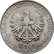 Poland 100 Zlotych Maria Sklodowska-Curie. Trial Strike 1974 MW KM# Pr241 POLSKA RZECZPOSPOLITA LUDOWA 19 74 MW ZŁ 100 ZŁ coin obverse