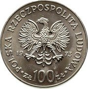 Poland 100 Zlotych Mikolaj Kopernik. Trial Strike 1973 MW KM# Pr222 POLSKA RZECZPOSPOLITA LUDOWA 19 73 MW ZŁ 100 ZŁ coin obverse Poland 100 Zlotych Mikolaj Kopernik. Trial Strike 1973 MW KM# Pr222 POLSKA RZECZPOSPOLITA LUDOWA 19 73 MW ZŁ 100 ZŁ coin obverse