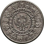 Poland 100 Zlotych Polish Millennium. Trial Strike 1960  KM# Pr82 POLSKA RZECZPOSPOLITA LUDOWA 1960 coin obverse Poland 100 Zlotych Polish Millennium. Trial Strike 1960  KM# Pr82 POLSKA RZECZPOSPOLITA LUDOWA 1960 coin obverse