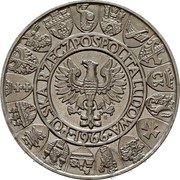 Poland 100 Zlotych Polish Millennium. Trial Strike 1966 MW KM# Pr145 POLSKA RZECZPOSPOLITA LUDOWA 1966 MW coin obverse