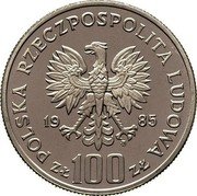 Poland 100 Zlotych Przemyslaw II. Trial Strike 1985 MW KM# Pr510 POLSKA RZECZPOSPOLITA LUDOWA 19 85 MW ZŁ 100 ZŁ coin obverse Poland 100 Zlotych Przemyslaw II. Trial Strike 1985 MW KM# Pr510 POLSKA RZECZPOSPOLITA LUDOWA 19 85 MW ZŁ 100 ZŁ coin obverse