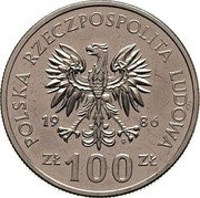Poland 100 Zlotych (Wladyslaw I Lokietek. Trial Strike) KM# Pr531 POSLKA RZECZPOSPOLITA LUDOWA 19 86 MW ZŁ 100 ZŁ coin obverse Poland 100 Zlotych (Wladyslaw I Lokietek. Trial Strike) KM# Pr531 POSLKA RZECZPOSPOLITA LUDOWA 19 86 MW ZŁ 100 ZŁ coin obverse