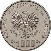 Poland 1000 Zlotych (Museum of Silesia. Katowice. Trial Strike) KM# Pr562 POLSKA RZECZPOSPOLITA LUDOWA 19 87 MW ZŁ 1000 ZŁ coin obverse Poland 1000 Zlotych (Museum of Silesia. Katowice. Trial Strike) KM# Pr562 POLSKA RZECZPOSPOLITA LUDOWA 19 87 MW ZŁ 1000 ZŁ coin obverse