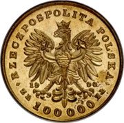 Poland 100000 Zlotych (Tadeusz Kosciuszko) Y# 200a RZECZPOSPOLITA POLSKA 19 90 ZŁ 100000 ZŁ coin obverse