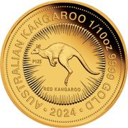 Australia 15 Dollars Iconic Red Kangaroo 2024 P125 in set RED KANGAROO P125 AUSTRALIAN KANGAROO 1/10 OZ 9999 GOLD 2024 coin reverse