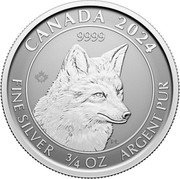 Canada 2 Dollars (Red Fox. Bullion) CANADA 2024 9999 FINE SILVER 3/4 OZ ARGENT PUR PL coin reverse Canada 2 Dollars (Red Fox. Bullion) CANADA 2024 9999 FINE SILVER 3/4 OZ ARGENT PUR PL coin reverse