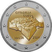 Malta 2 Euro Citadel in the city of Victoria on Gozo 2024 BU in card ĊITTADELLA GOZO NGB MALTA 2024 coin obverse Malta 2 Euro Citadel in the city of Victoria on Gozo 2024 BU in card ĊITTADELLA GOZO NGB MALTA 2024 coin obverse