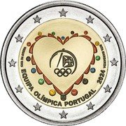 Portugal 2 Euro Games of the XXXIII Olympiad. Coloured 2024 Proof CASA DA MOEDA RITA MARGARIDA EQUIPA OLÍMPICA PORTUGAL 2024 coin obverse