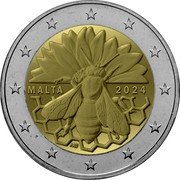 Malta 2 Euro The Maltese Honey Bee 2024 BU in card MALTA 2024 MAF coin obverse Malta 2 Euro The Maltese Honey Bee 2024 BU in card MALTA 2024 MAF coin obverse
