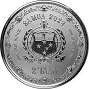 Samoa 2 Tala (Mermaid Mother and Daughter) FA'AVAE I LE ATUA SAMOA SAMOA 2022 ONE TROY OUNCE 999 FINE SILVER 2 TALA coin obverse